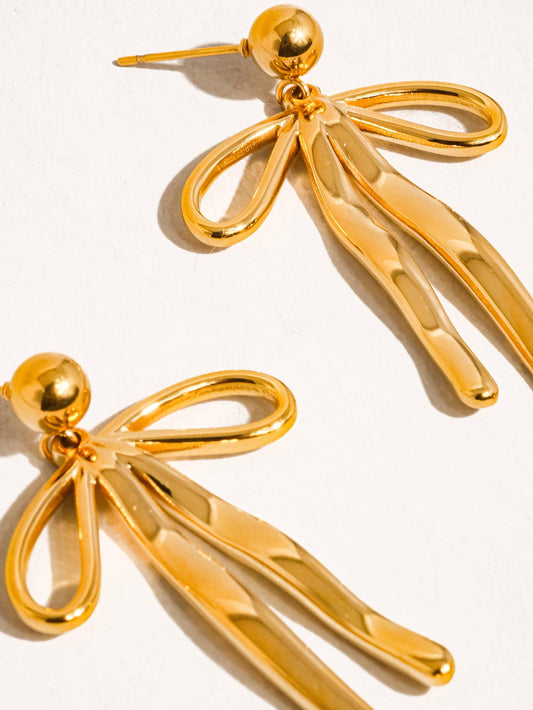 Oliver 18K Gold Non-Tarnish Bow Dangle Earring Flânerie by MAIQ