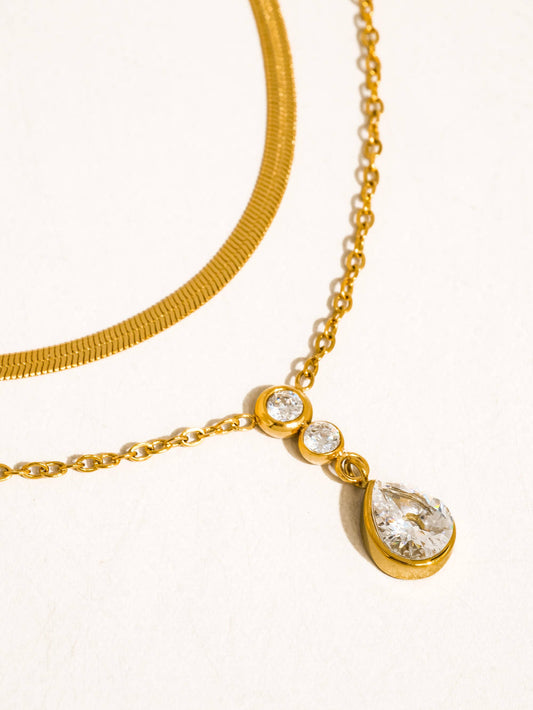 Dorielle 18K Gold Non-Tarnish Layered Teardrop Necklace Flânerie by MAIQ