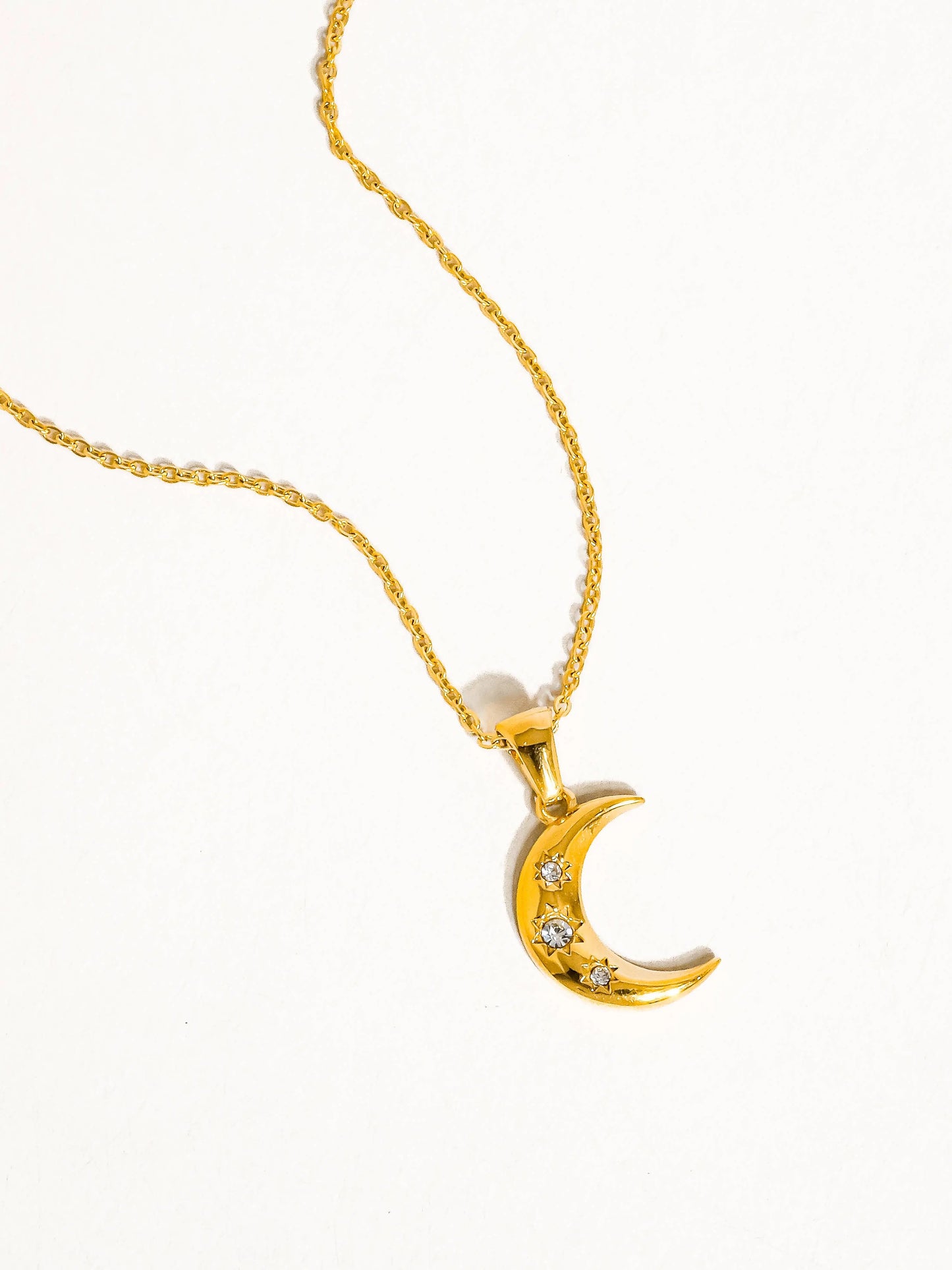 Atlas 18K Gold Non-Tarnish Half Moon Necklace Flânerie by MAIQ