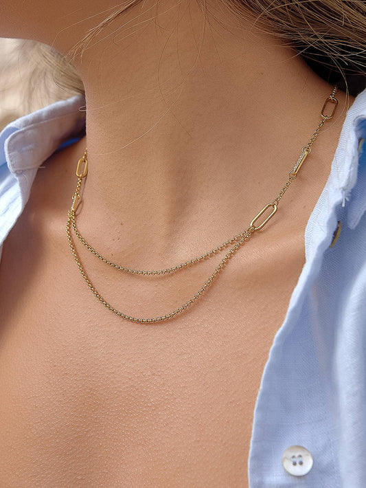 Vion 18K Gold Non-Tarnish Layered Chain Necklace Flânerie by MAIQ