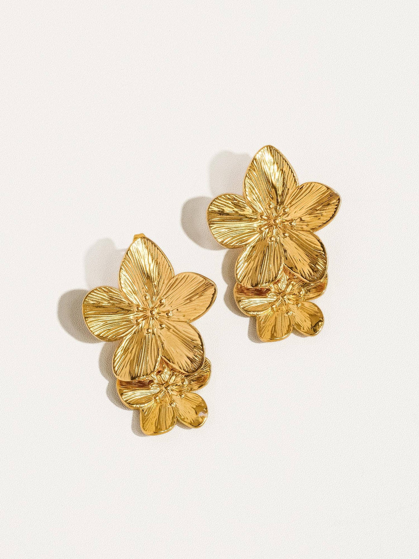 Ivy 18K Gold Statement Stacked Flower Earring Flânerie by MAIQ