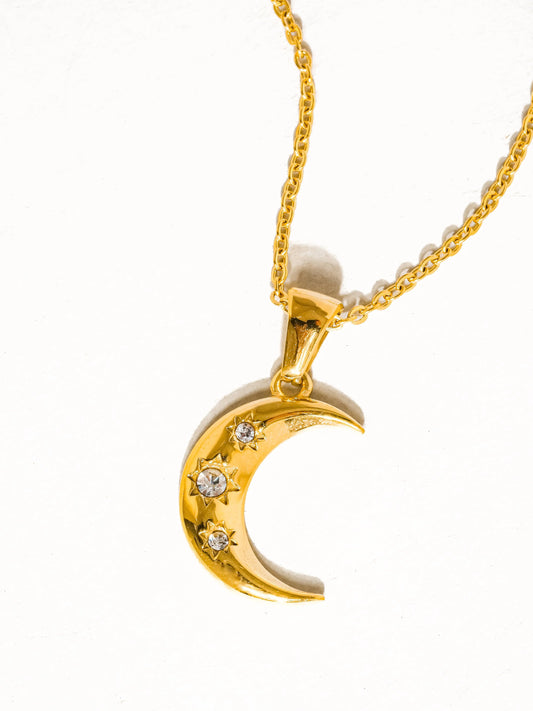 Atlas 18K Gold Non-Tarnish Half Moon Necklace Flânerie by MAIQ