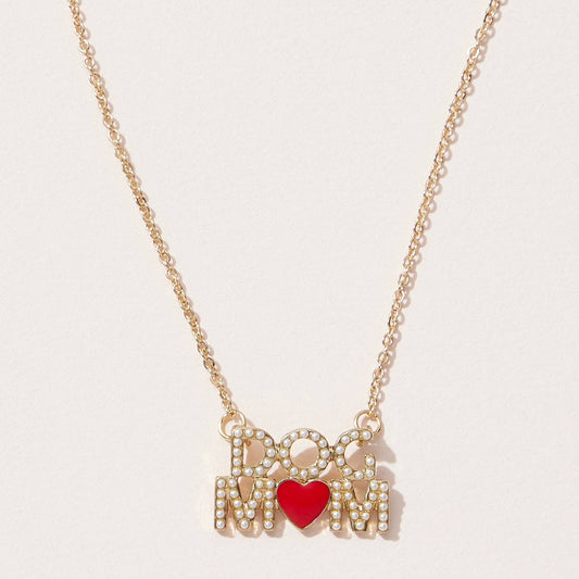 Dog Mom Pearl Pave Pendant Necklace Frem