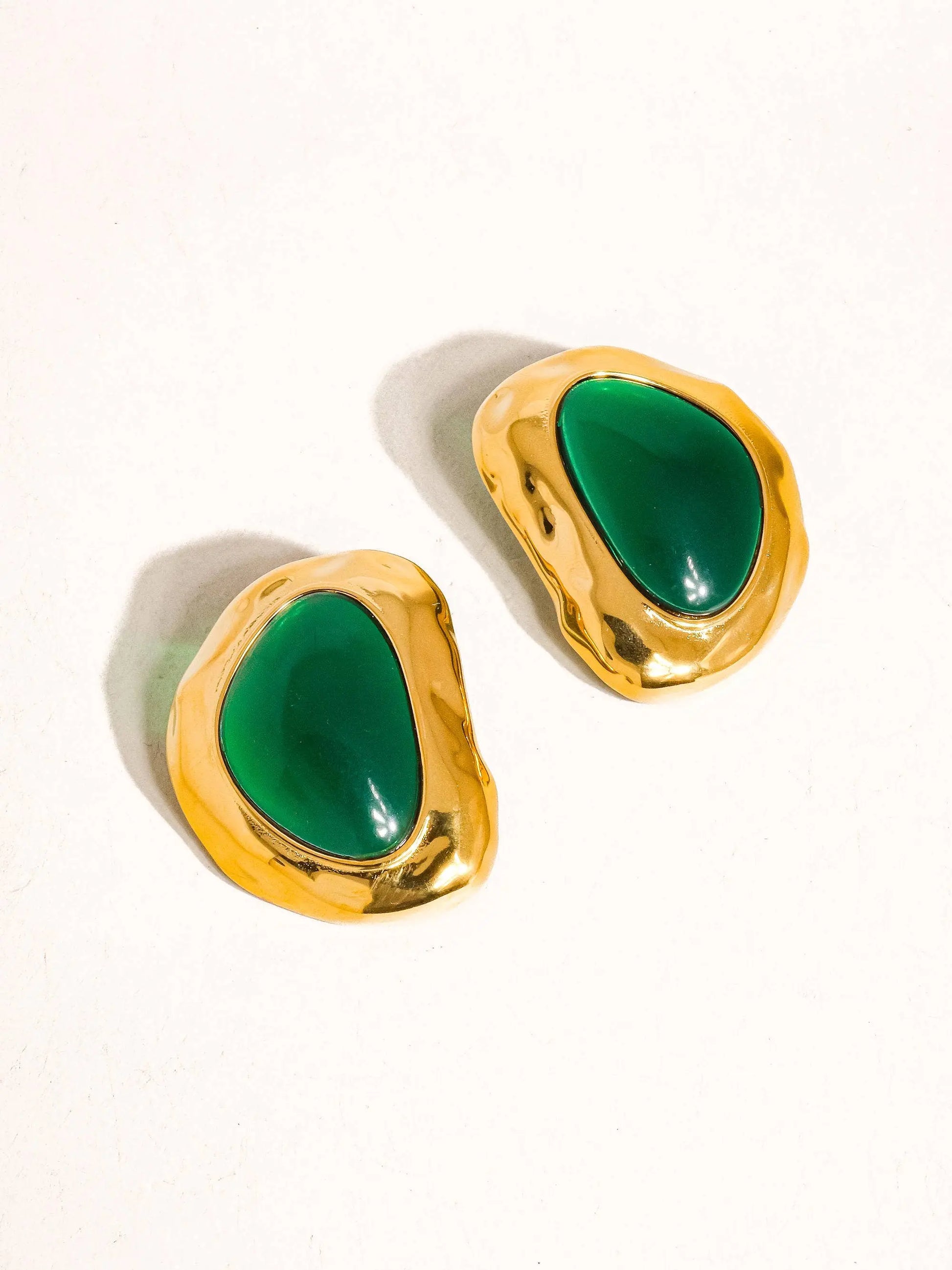 Mei 18K Non-Tarnish Green Stone Stud Flânerie by MAIQ