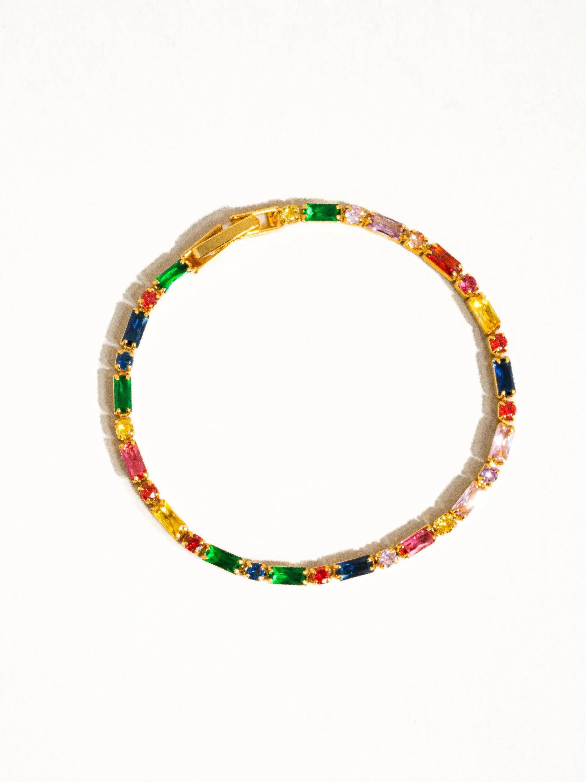Shiloh 18K Gold Multicolor CZ Chain Bracelet Flânerie by MAIQ