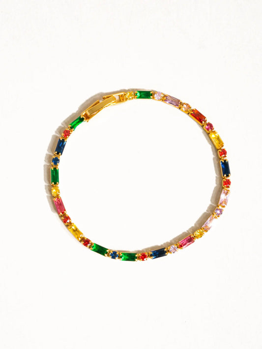 Shiloh 18K Gold Multicolor CZ Chain Bracelet Flânerie by MAIQ