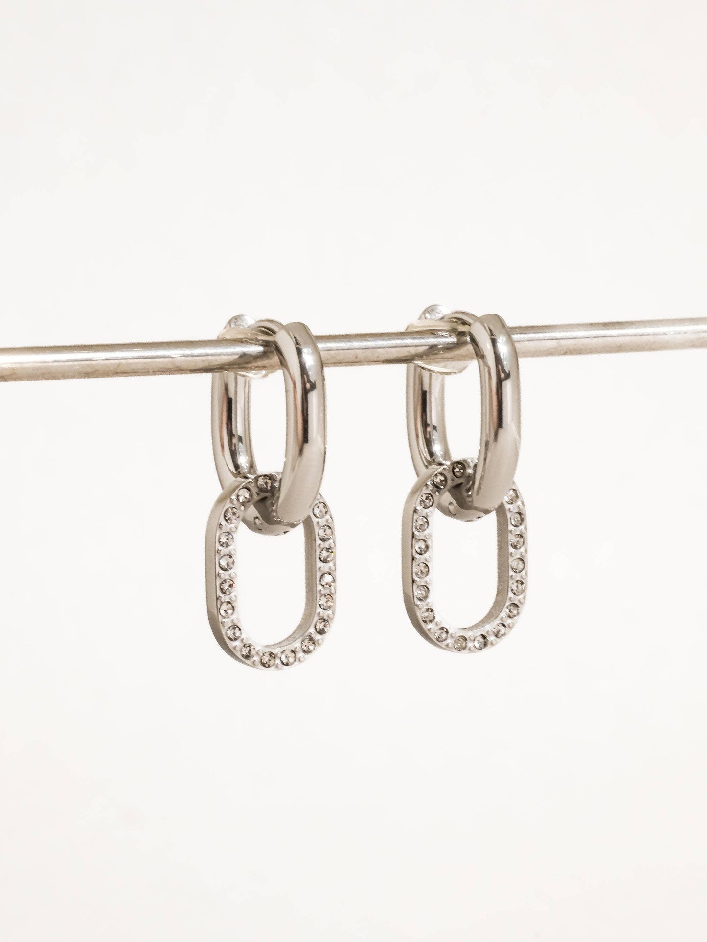 Serenelle 18K Gold Non-Tarnish CZ Oval Link Drop Earrings Flânerie by MAIQ