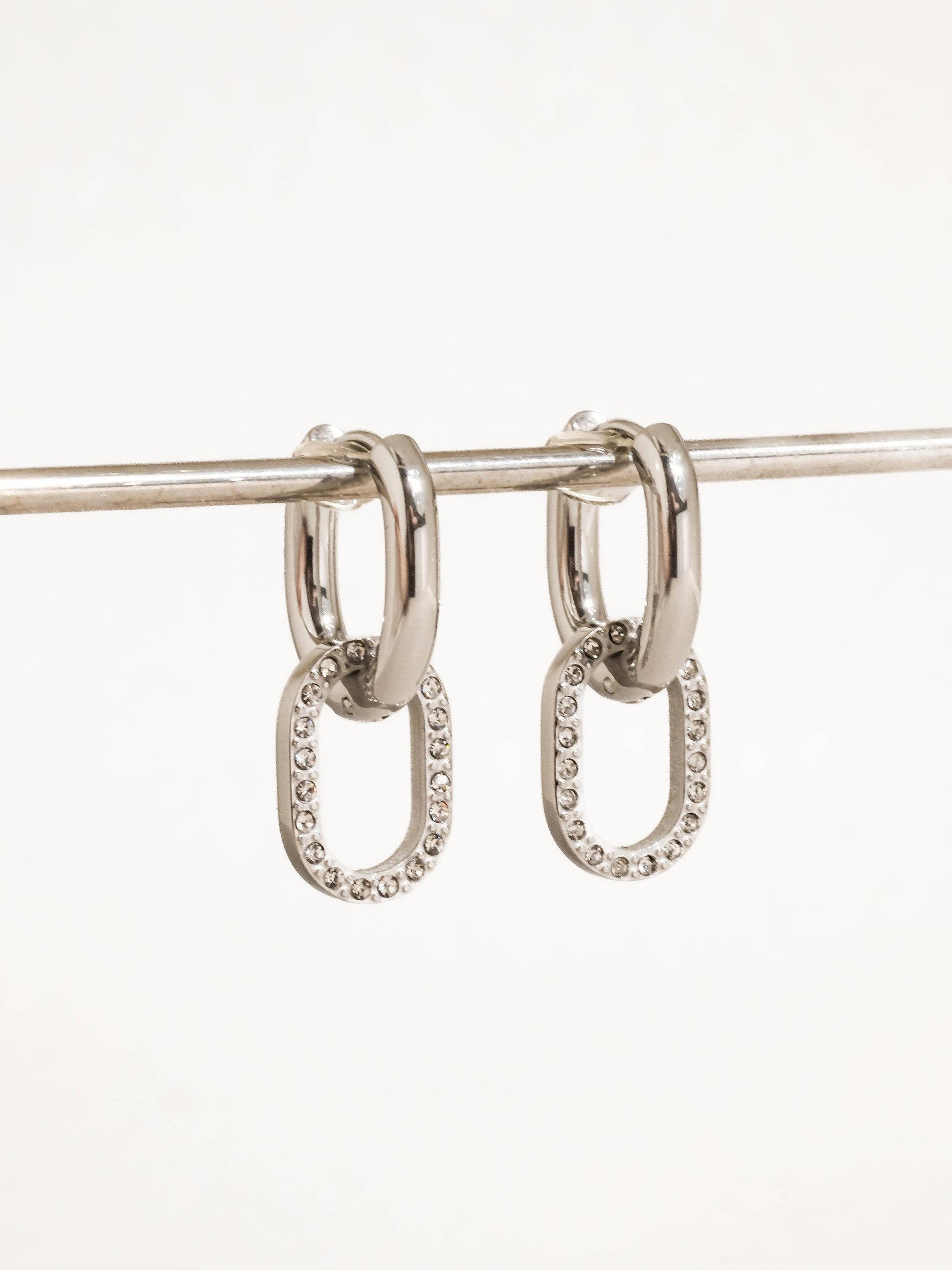 Serenelle 18K Gold Non-Tarnish CZ Oval Link Drop Earrings Flânerie by MAIQ