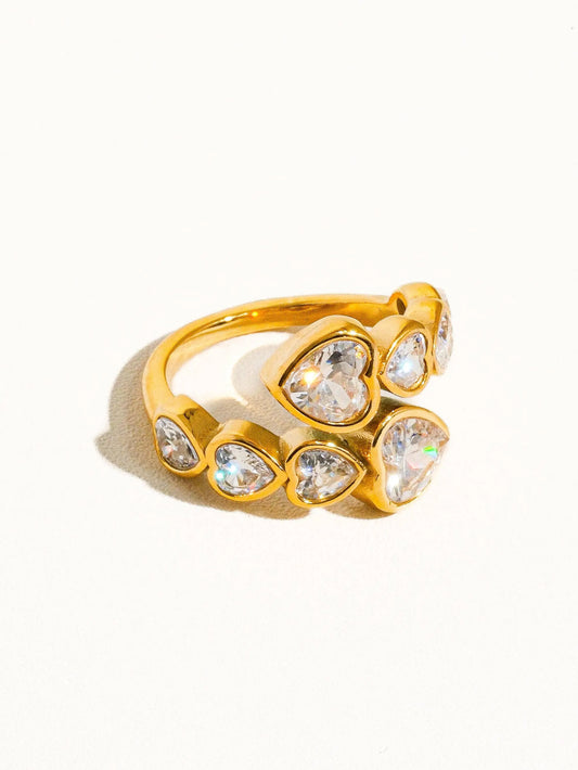 18K Gold Non-Tarnish Rhinestone Heart Ring Flânerie by MAIQ