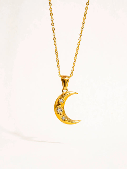 Atlas 18K Gold Non-Tarnish Half Moon Necklace Flânerie by MAIQ