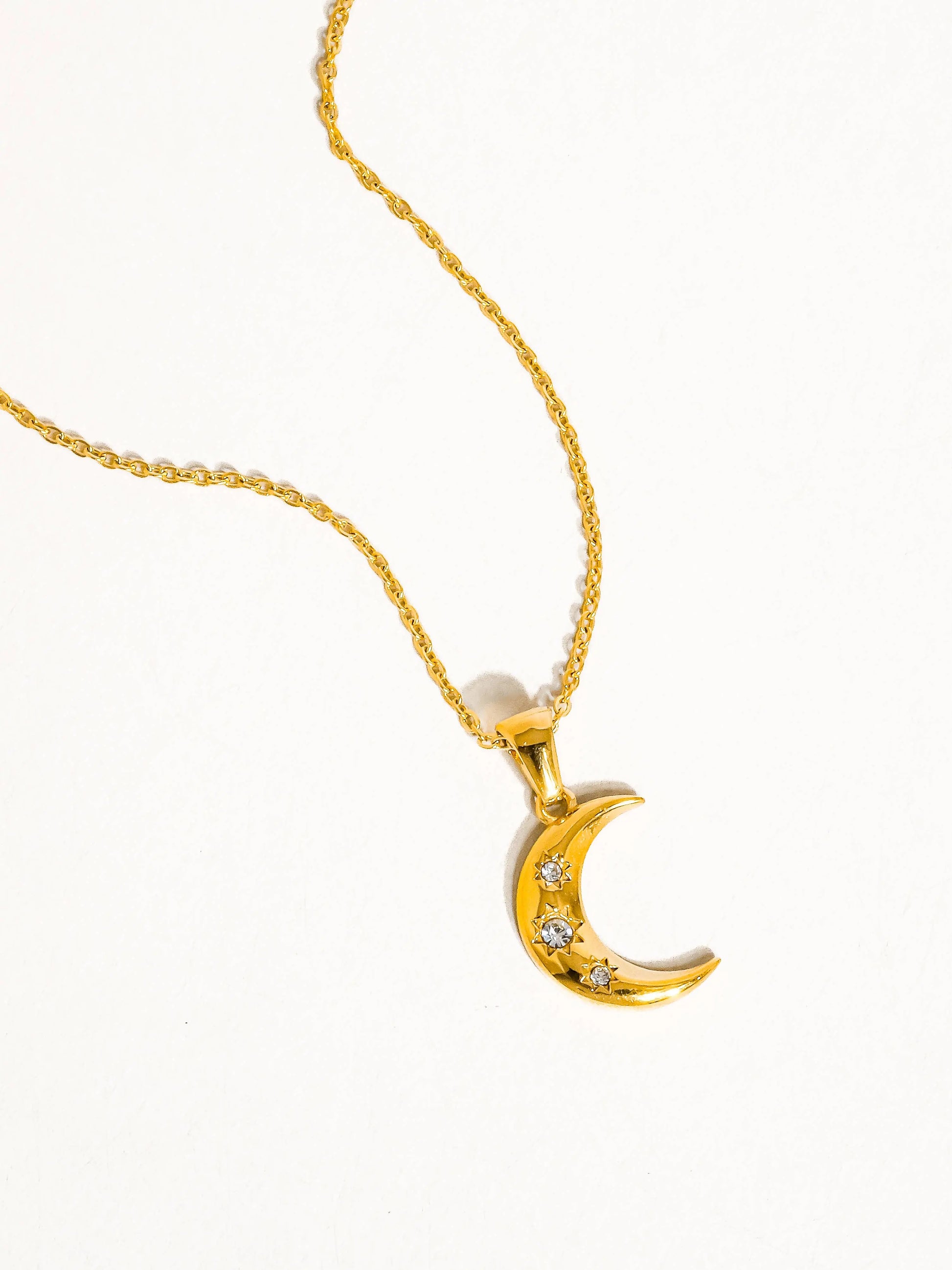 Atlas 18K Gold Non-Tarnish Half Moon Necklace Flânerie by MAIQ