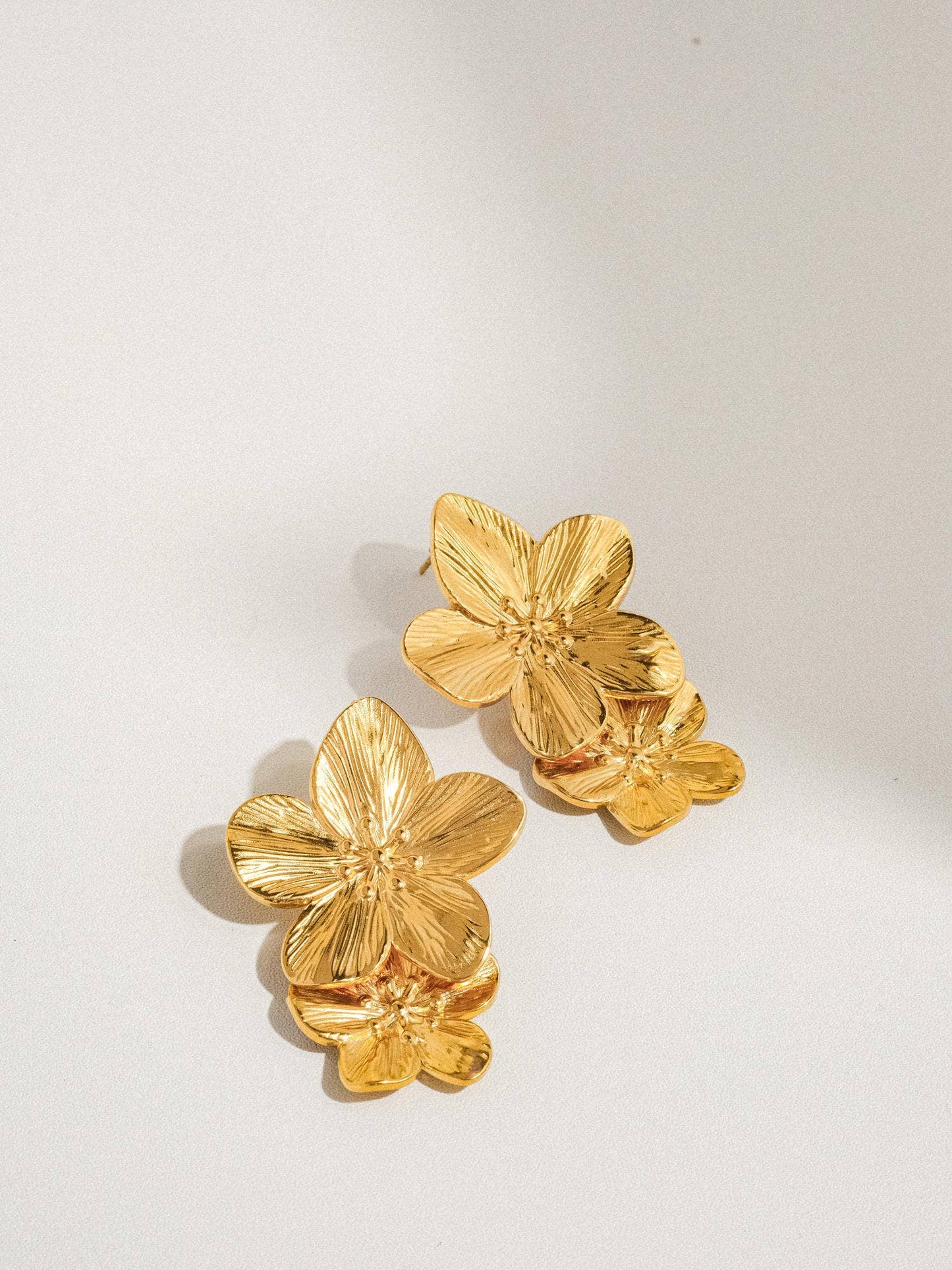 Ivy 18K Gold Statement Stacked Flower Earring Flânerie by MAIQ