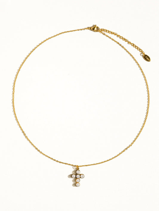 Faith Non-Tarnish Dainty Pearl Cross Necklace Flânerie by MAIQ