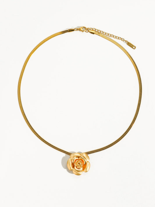 Aurelia 18K Gold Vintage Camellia Floral Necklace Flânerie by MAIQ