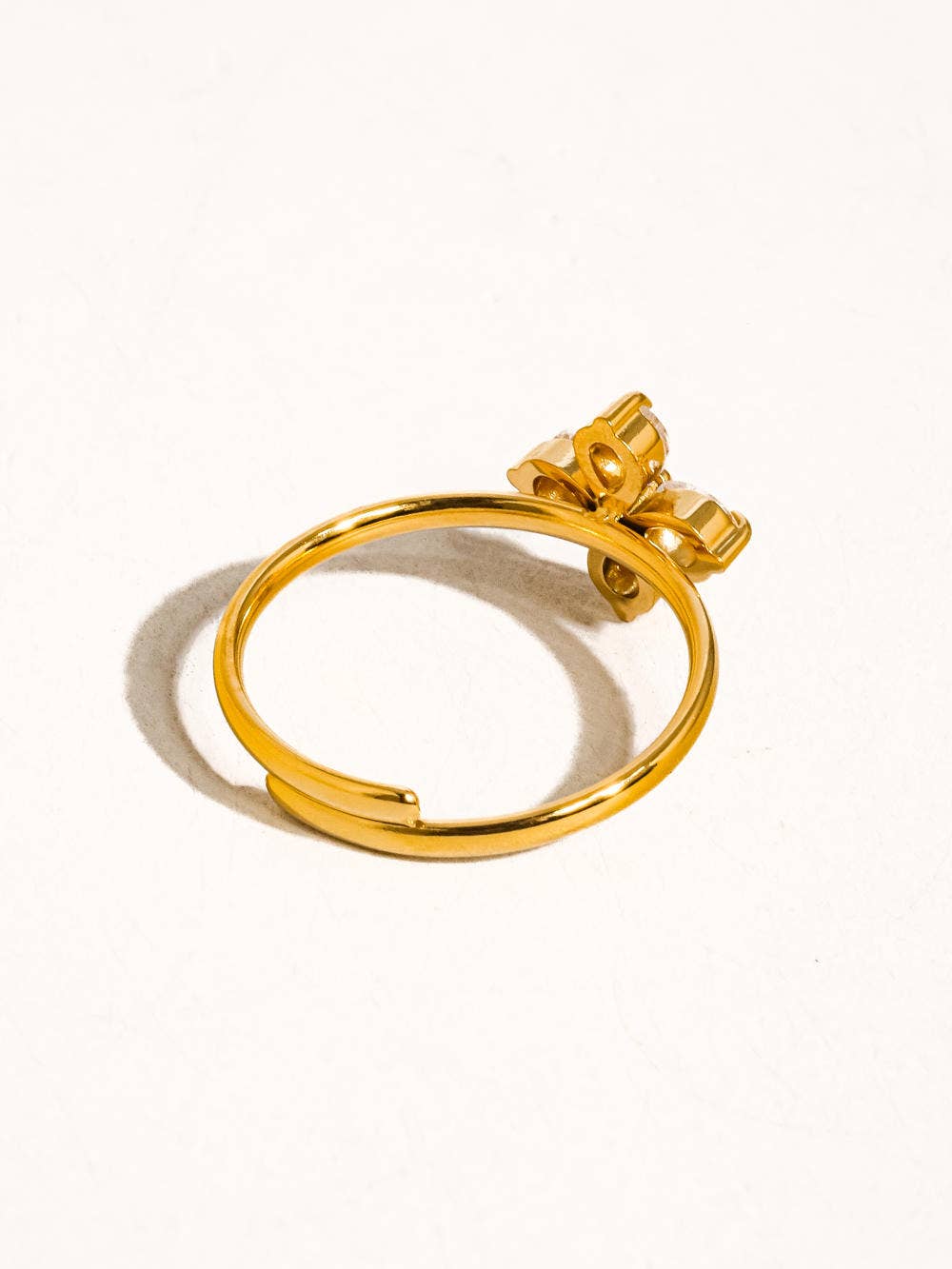 Ethel 18K Gold Non-Tarnish CZ Clover Ring Flânerie by MAIQ