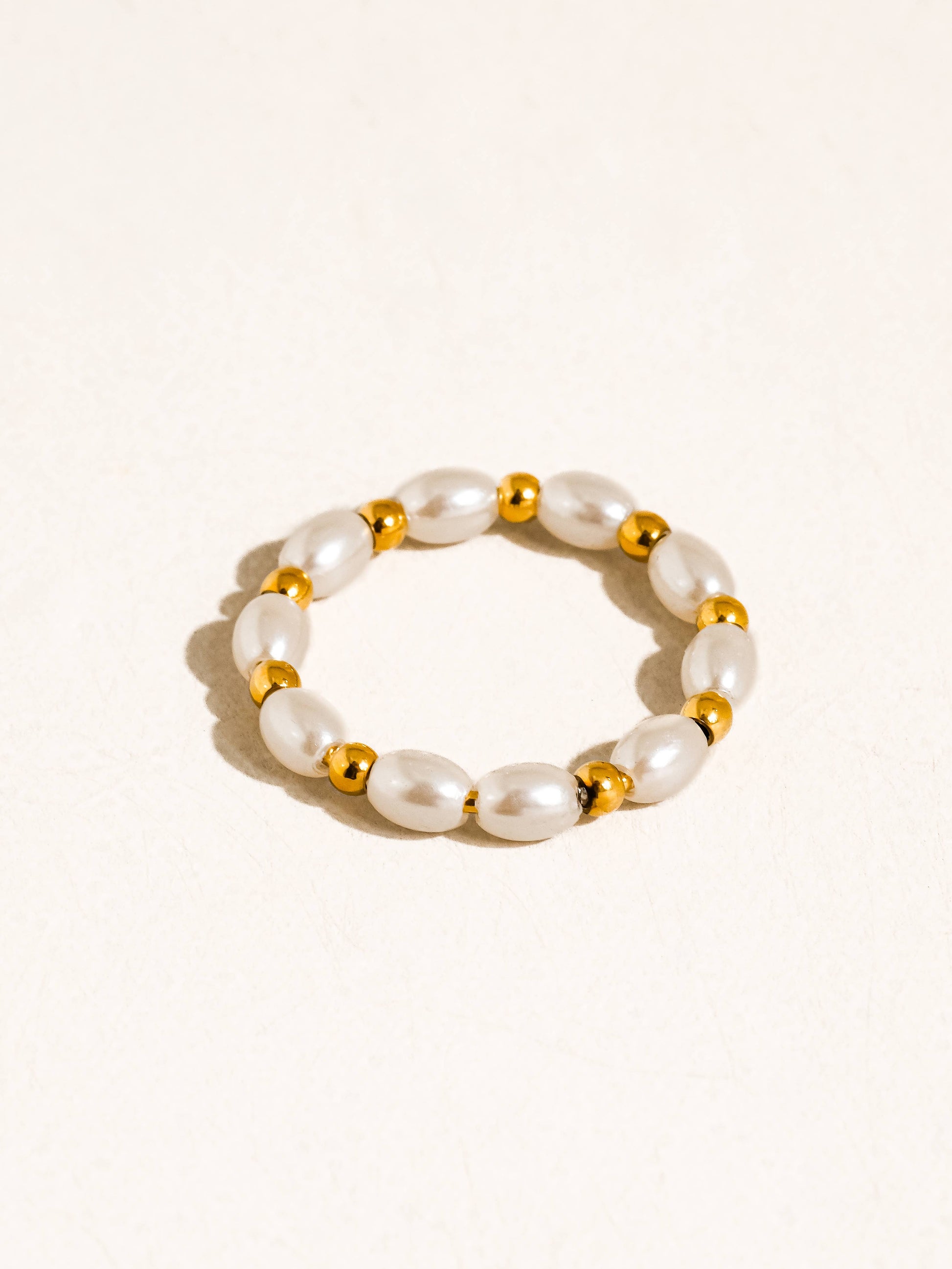Saintes 18K Gold Non-Tarnish Pearl Beaded Ring Flânerie by MAIQ