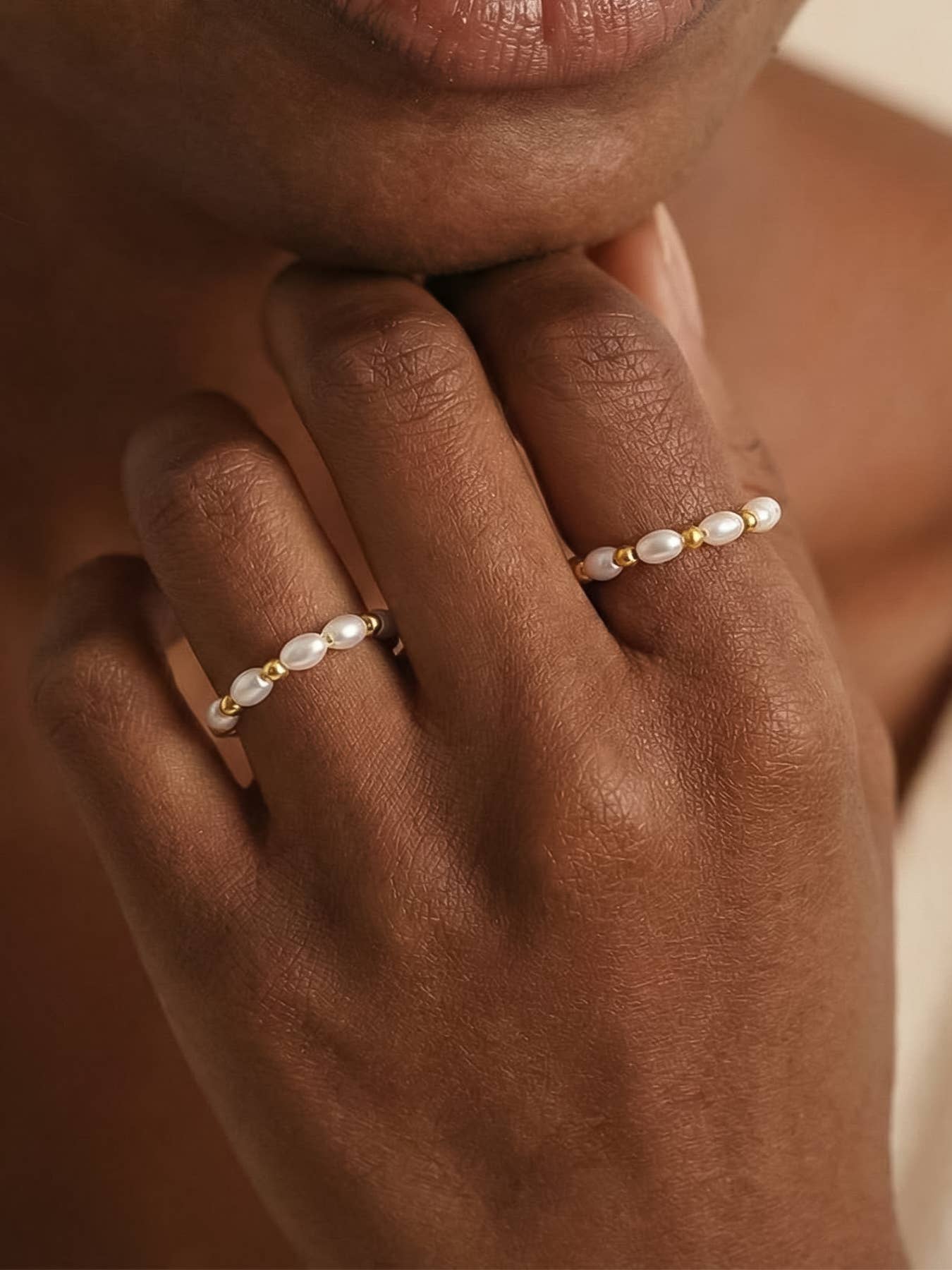 Saintes 18K Gold Non-Tarnish Pearl Beaded Ring Flânerie by MAIQ