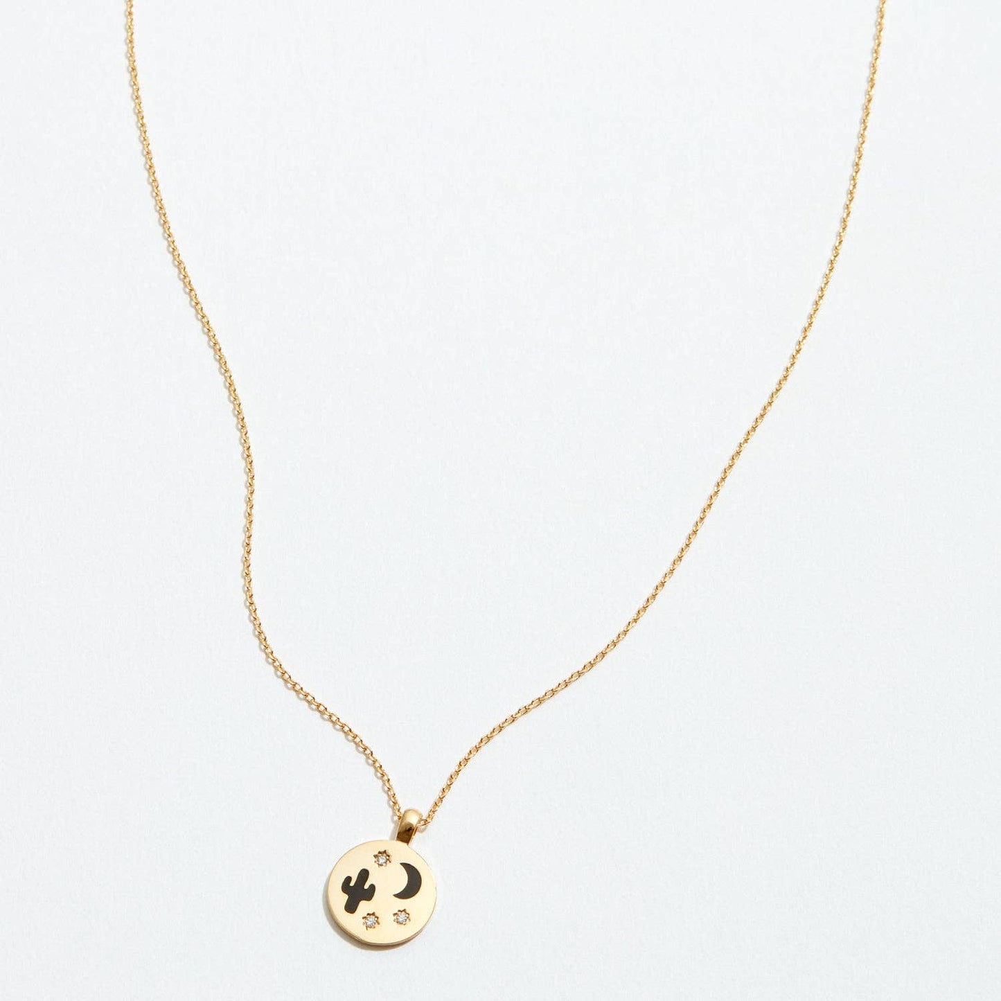 Gold Dipped Cactus and Moon Necklace Frem