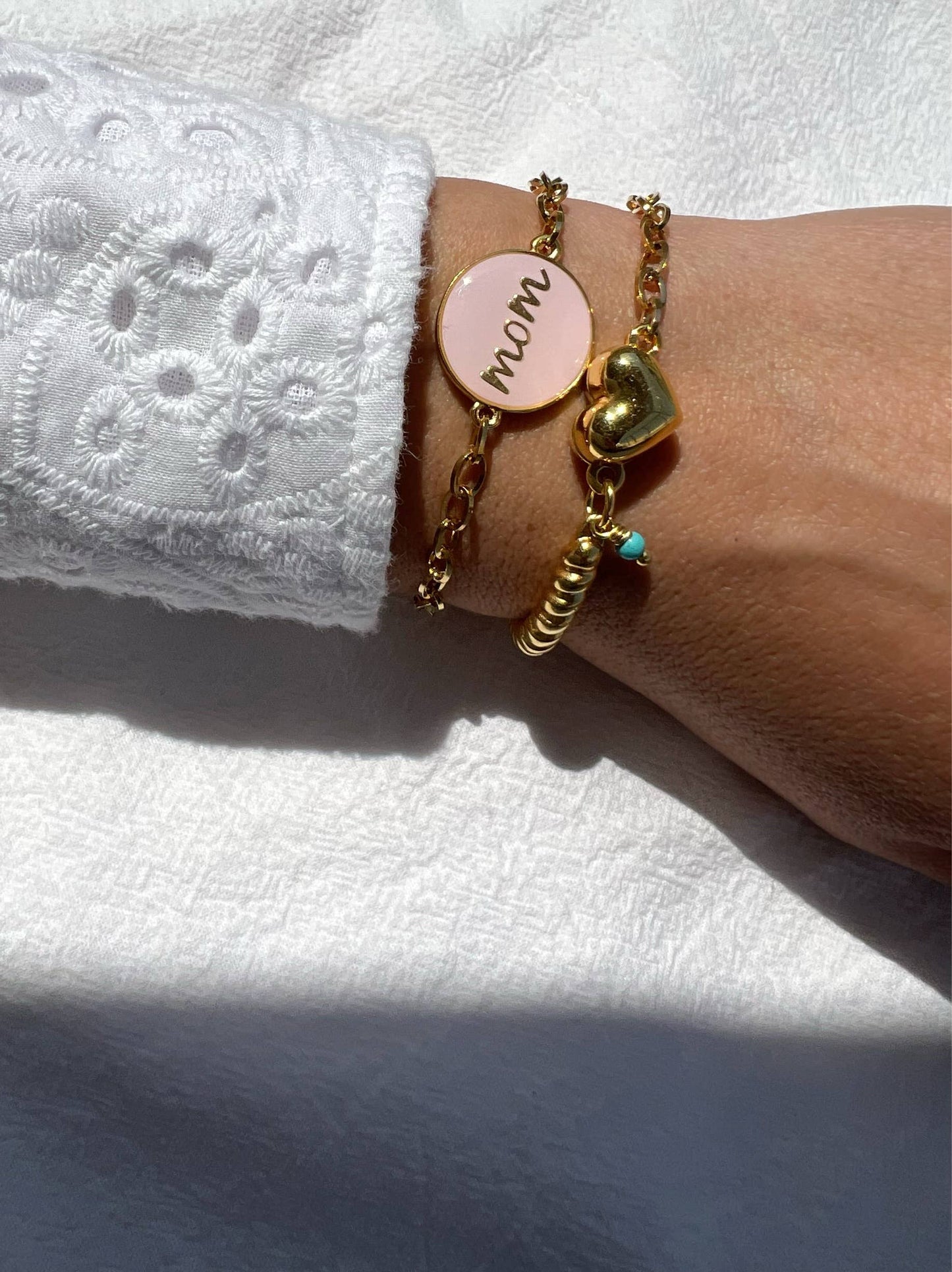 Mom Gold Chain Bracelet, Heart Charm Bracelet, Mom Bracelet Christina Christi