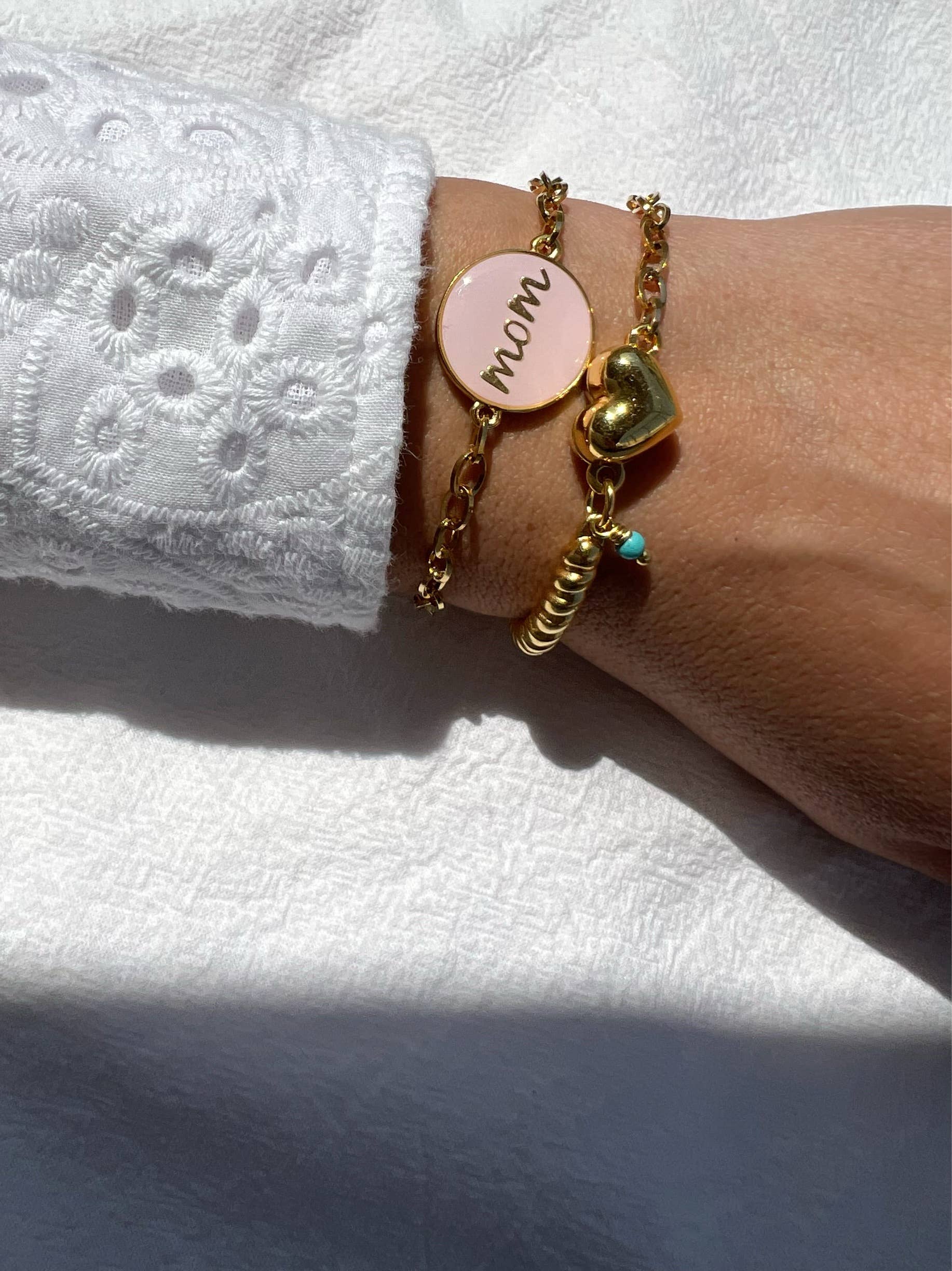 Mom Gold Chain Bracelet, Heart Charm Bracelet, Mom Bracelet Christina Christi