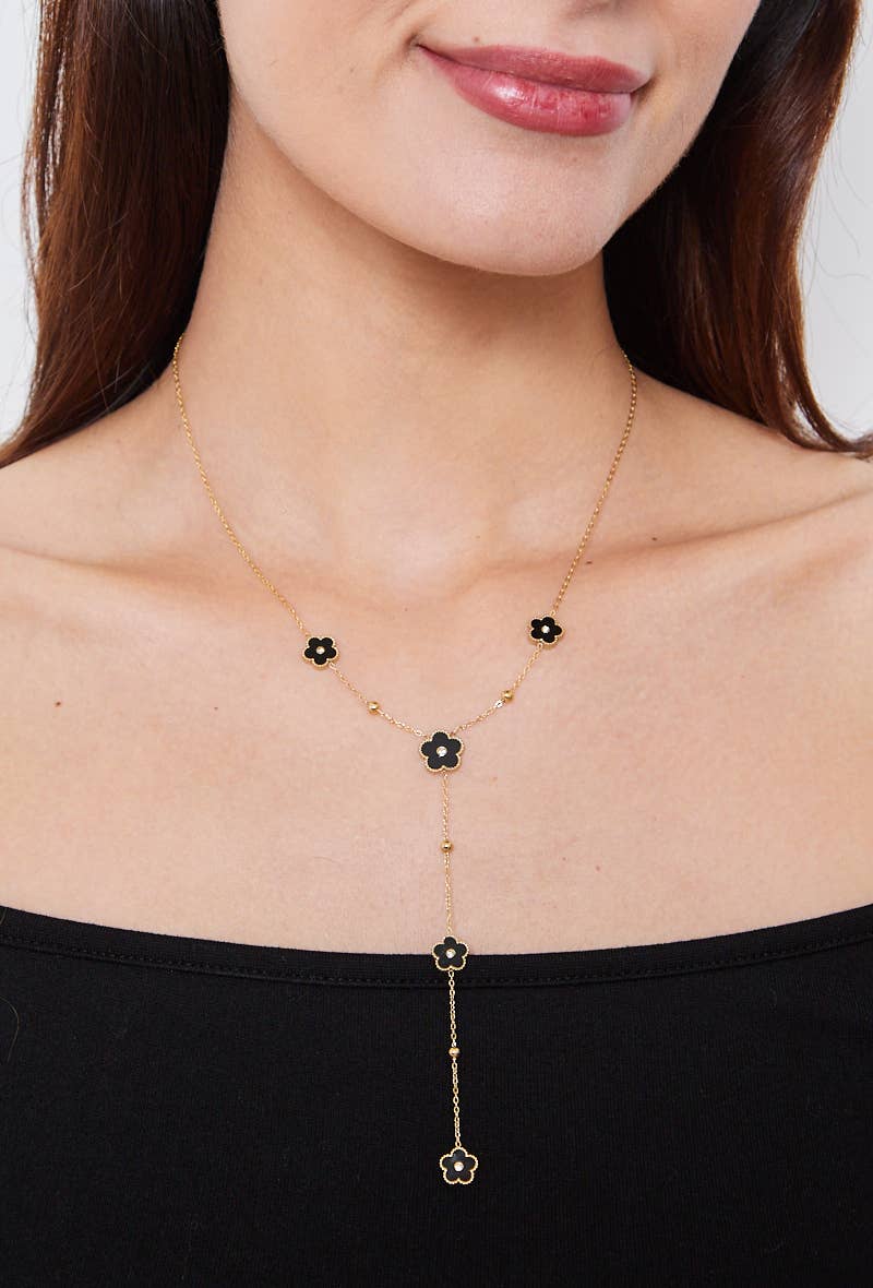 224AQ100 stainless steel flower necklace BYREN | ÉLINE L'ATELIER