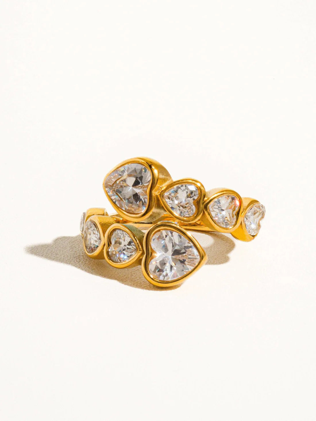 18K Gold plated Adjustable Heart Ring Mio Queena
