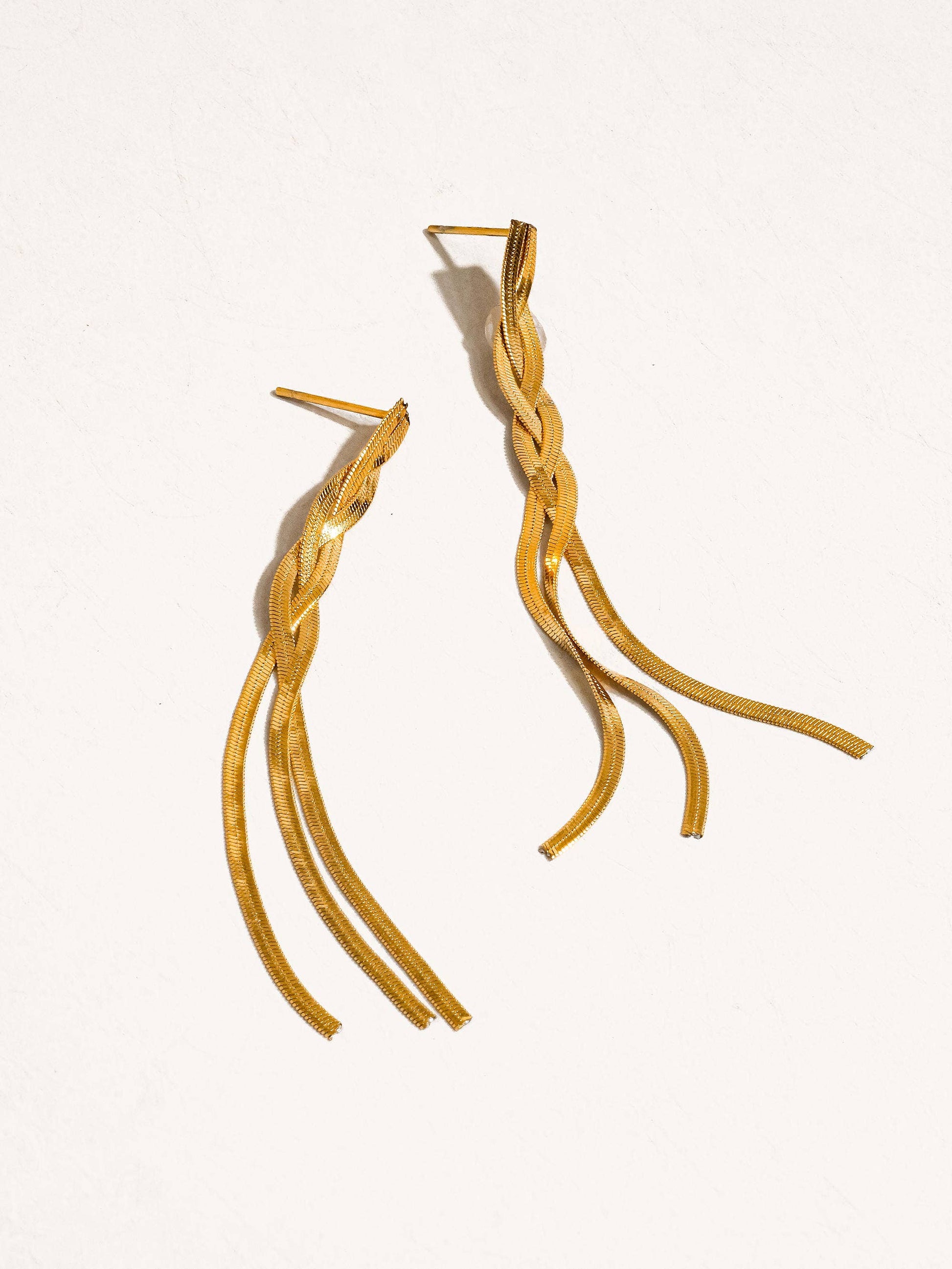 Zed 18K Gold Non-Tarnish Braided Tassel Earring Flânerie by MAIQ