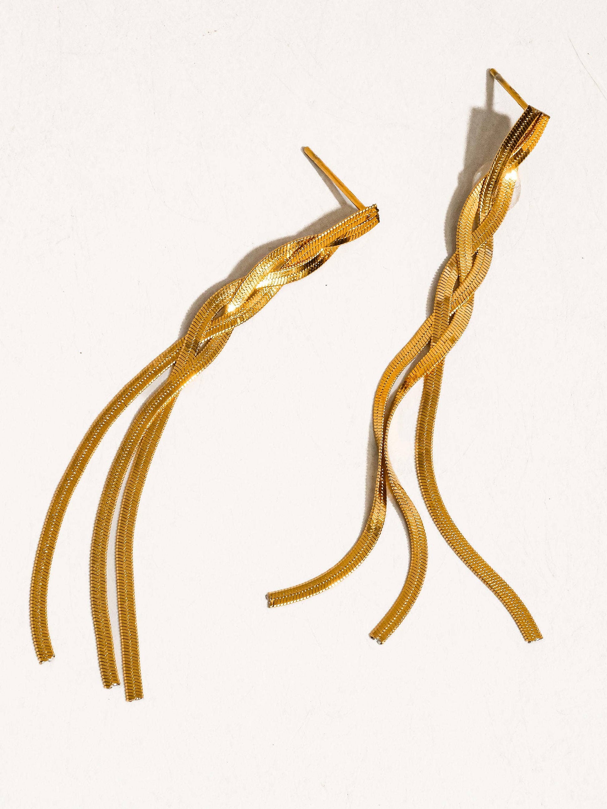 Zed 18K Gold Non-Tarnish Braided Tassel Earring Flânerie by MAIQ