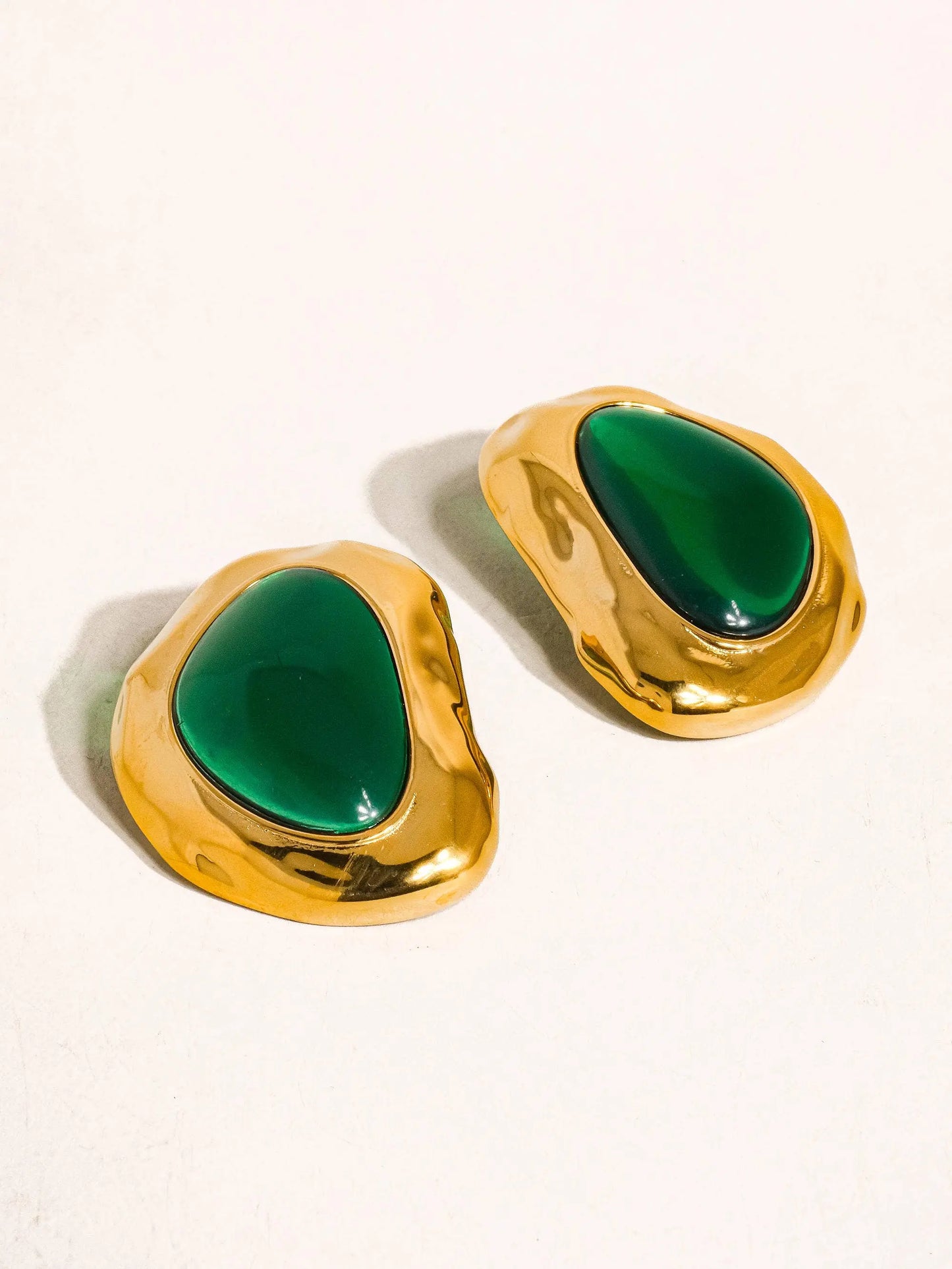 Mei 18K Non-Tarnish Green Stone Stud Flânerie by MAIQ