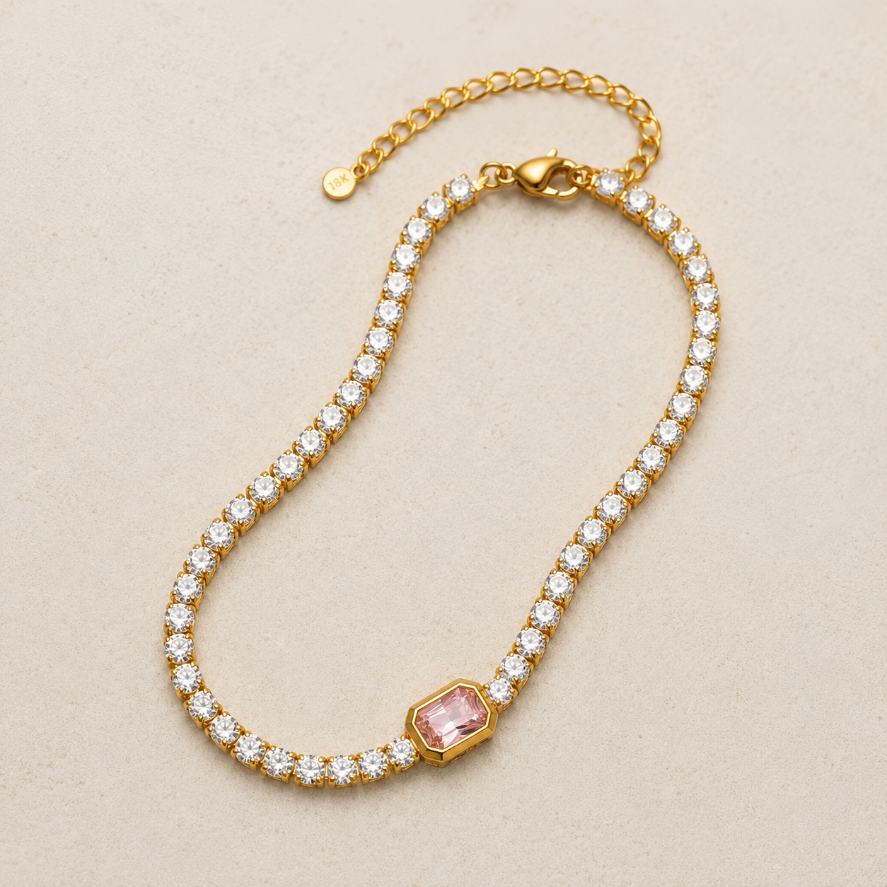 18K Gold Pink Tennis Bracelet Mio Queena