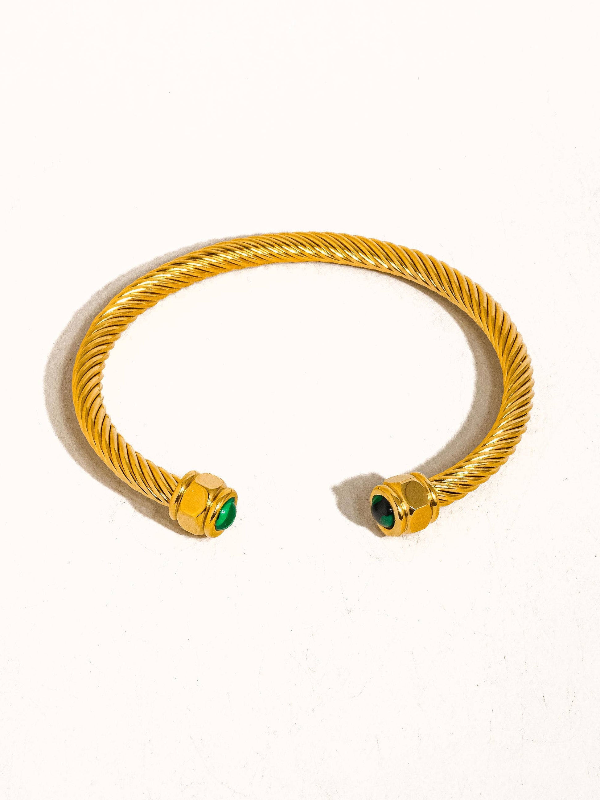 Vail 18K Gold Non-Tarnish Stone Braided Bangle Flânerie by MAIQ