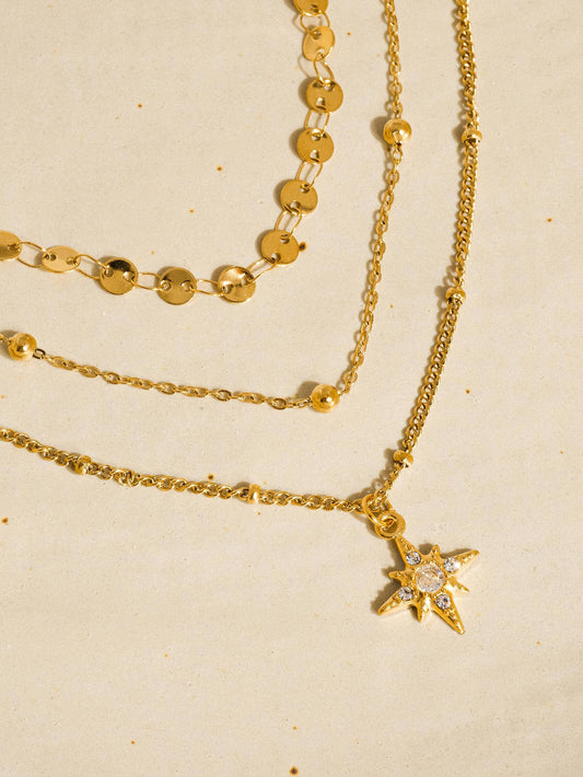 Pascal 18K Non-Tarnish Layered CZ Star Necklace Flânerie by MAIQ
