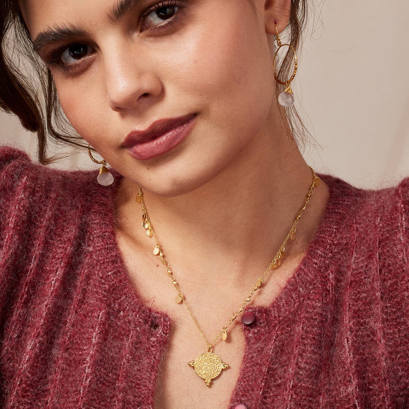 Santorini Short Gold Necklace Ashiana London