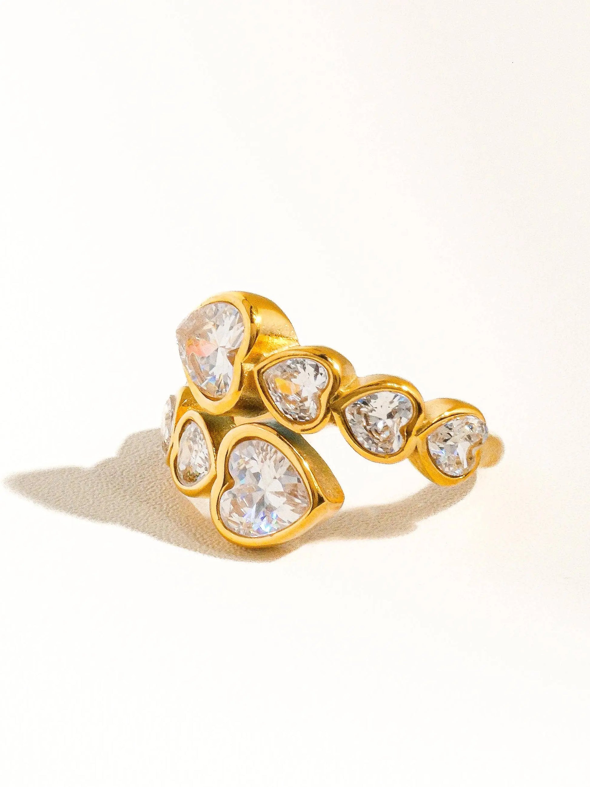 18K Gold Non-Tarnish Rhinestone Heart Ring Flânerie by MAIQ