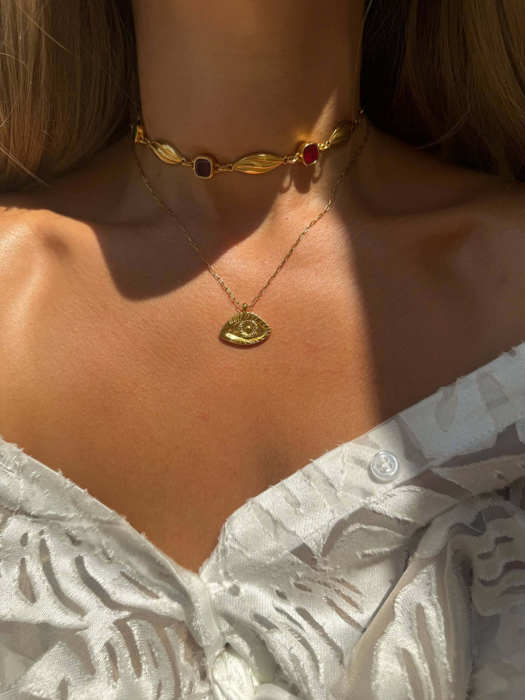 Long Evil Eye Necklace, Gold Layering Necklaces, Gold Layers Christina Christi