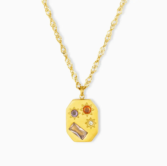 Gold Hexagon Pendant Necklace COPPOLA