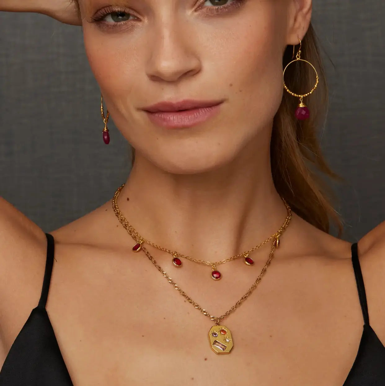 Gold Hexagon Pendant Necklace COPPOLA