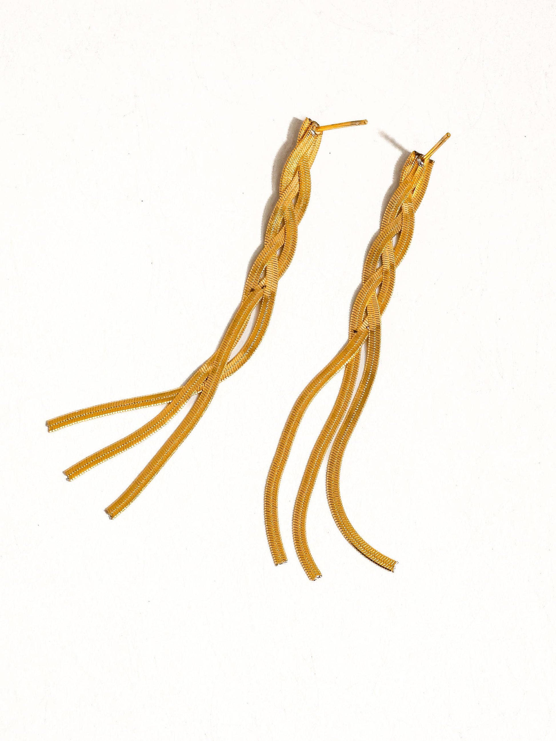 Zed 18K Gold Non-Tarnish Braided Tassel Earring Flânerie by MAIQ