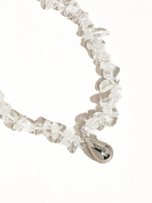 Francelia White Platinum Droplet Pendant Crystal Choker Flânerie by MAIQ