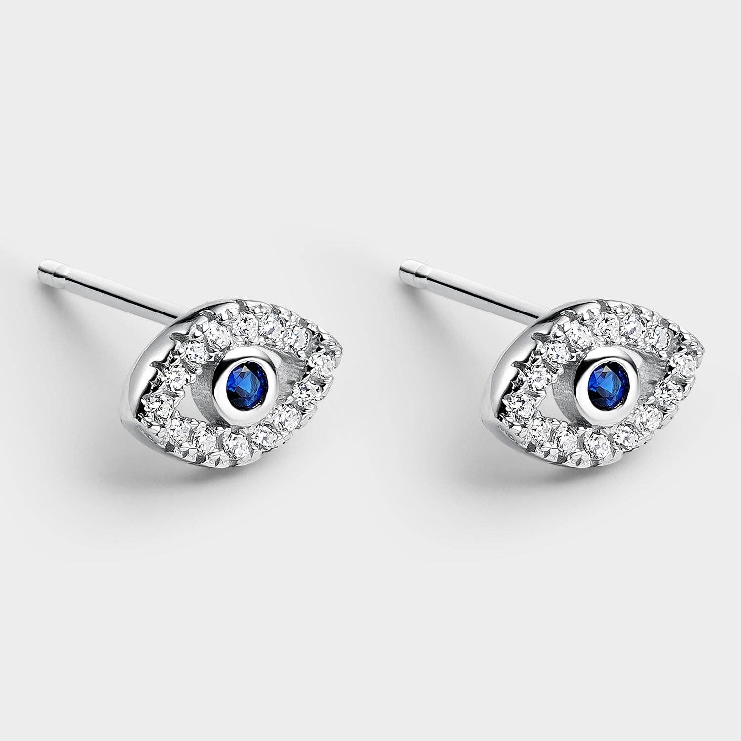 TURKISH EYE EARRINGS WITH BLUE AND SILVER ZIRCON Itemporality