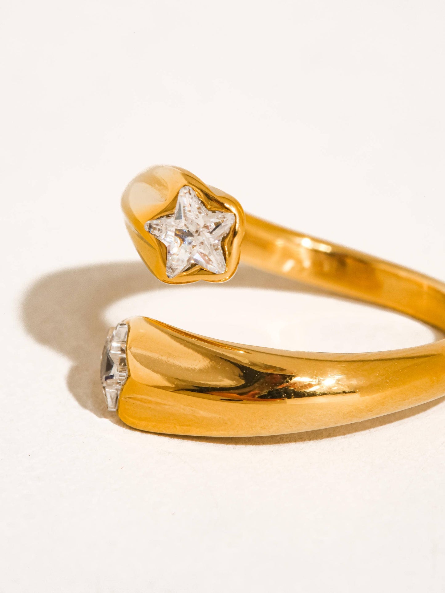 Fenella 18K Gold Non-Tarnish Double Star CZ Ring Flânerie by MAIQ