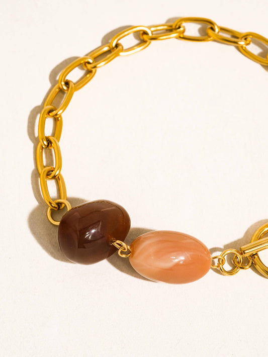 Kenlie 18K Gold Non-Tarnish Agate Charm Bracelet Flânerie by MAIQ