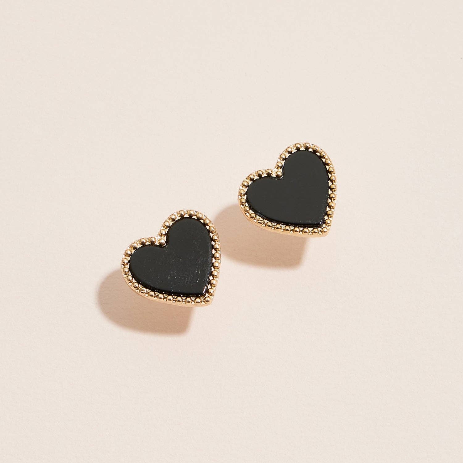 Gold Heart Stud Earrings – Colorful Enamel Finish Frem