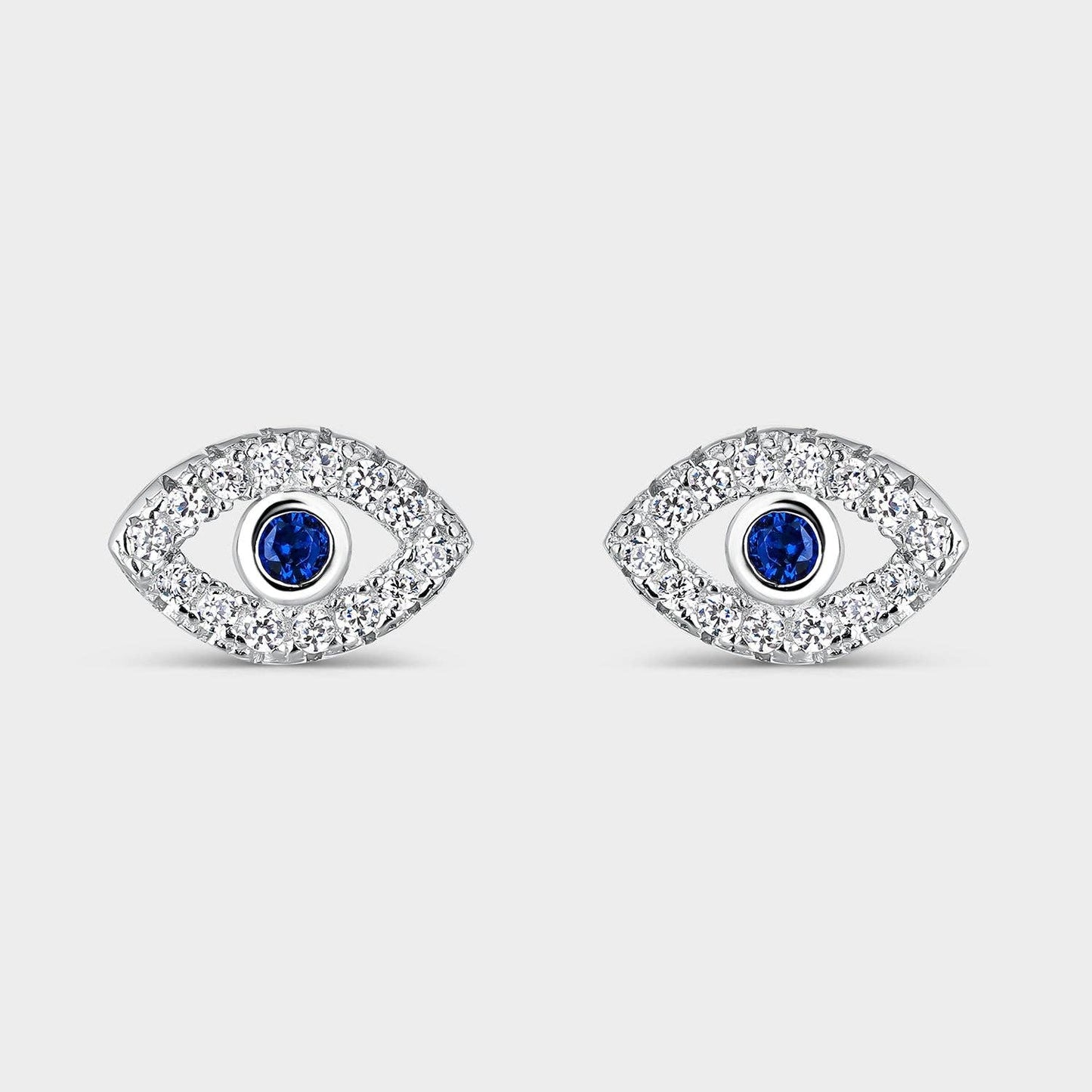 TURKISH EYE EARRINGS WITH BLUE AND SILVER ZIRCON Itemporality