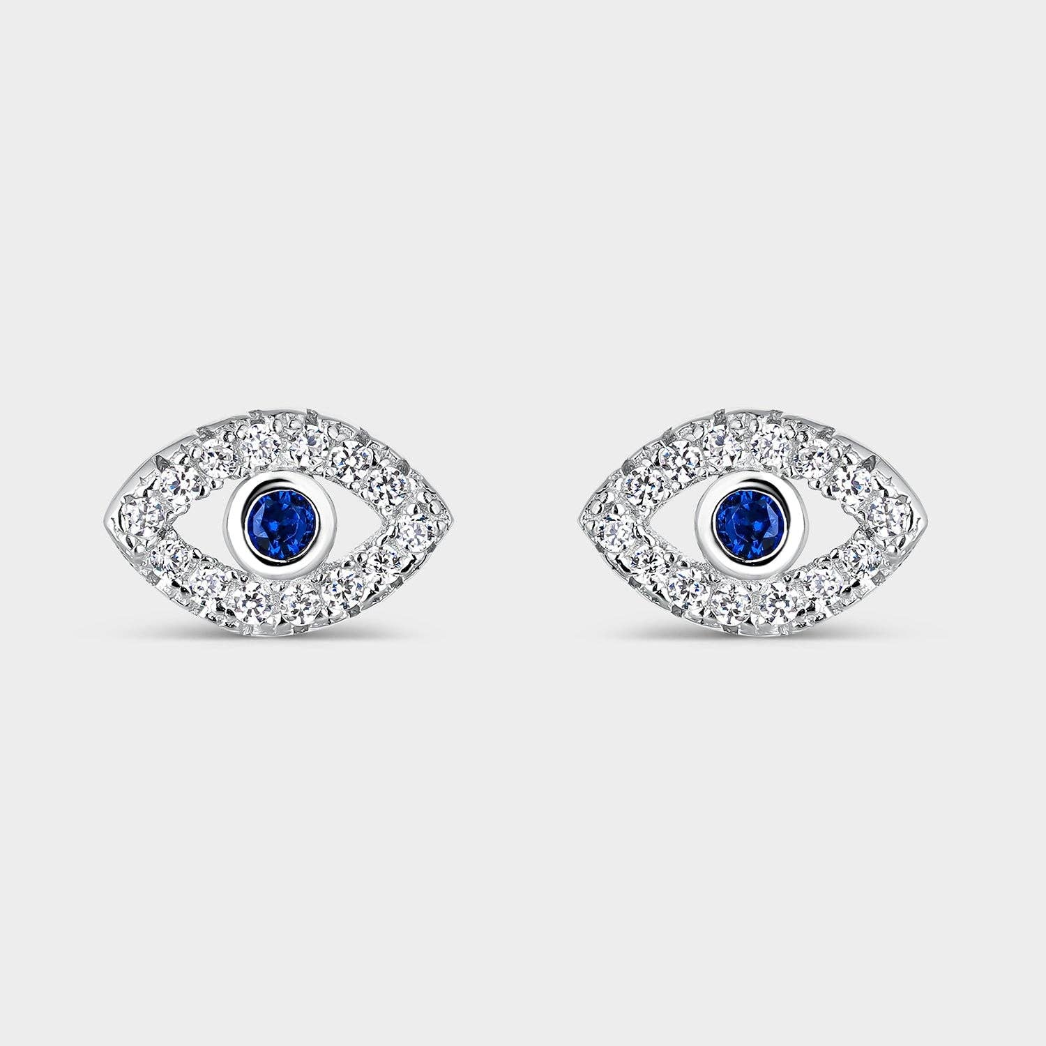TURKISH EYE EARRINGS WITH BLUE AND SILVER ZIRCON Itemporality