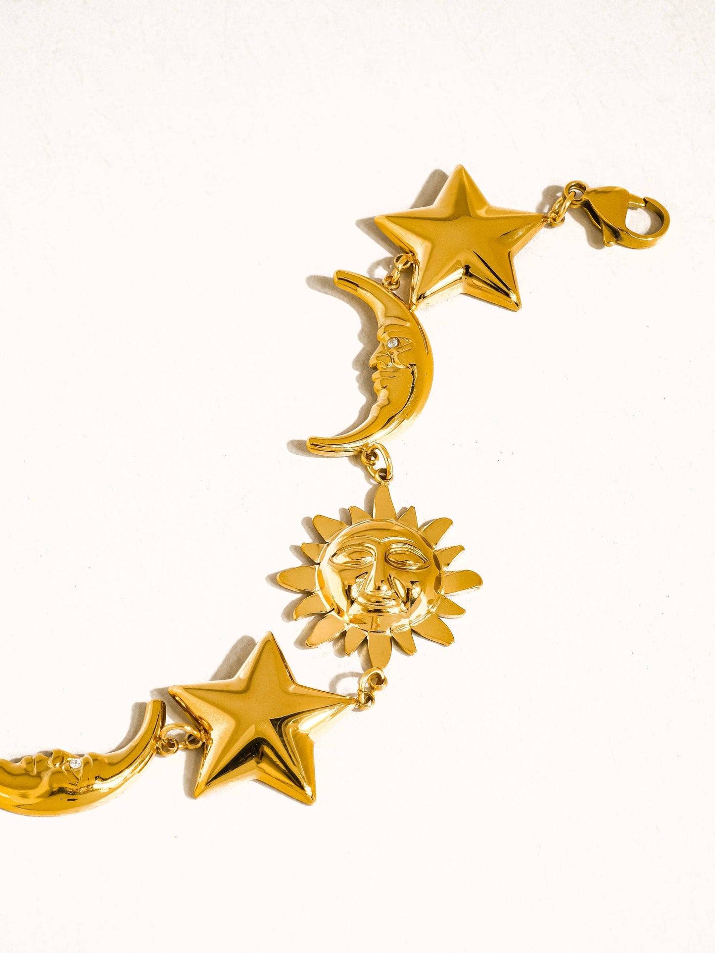 Goldie 18K Gold Non-Tarnish Bold Star and Moon Bracelet Flânerie by MAIQ