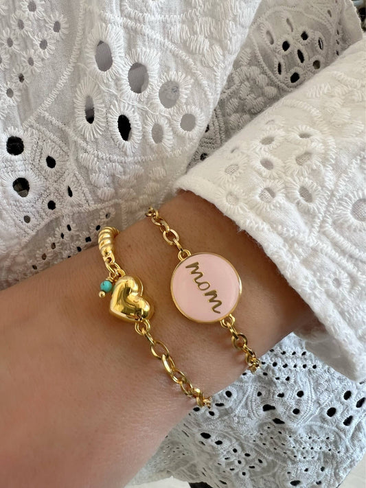 Mom Gold Chain Bracelet, Heart Charm Bracelet, Mom Bracelet Christina Christi