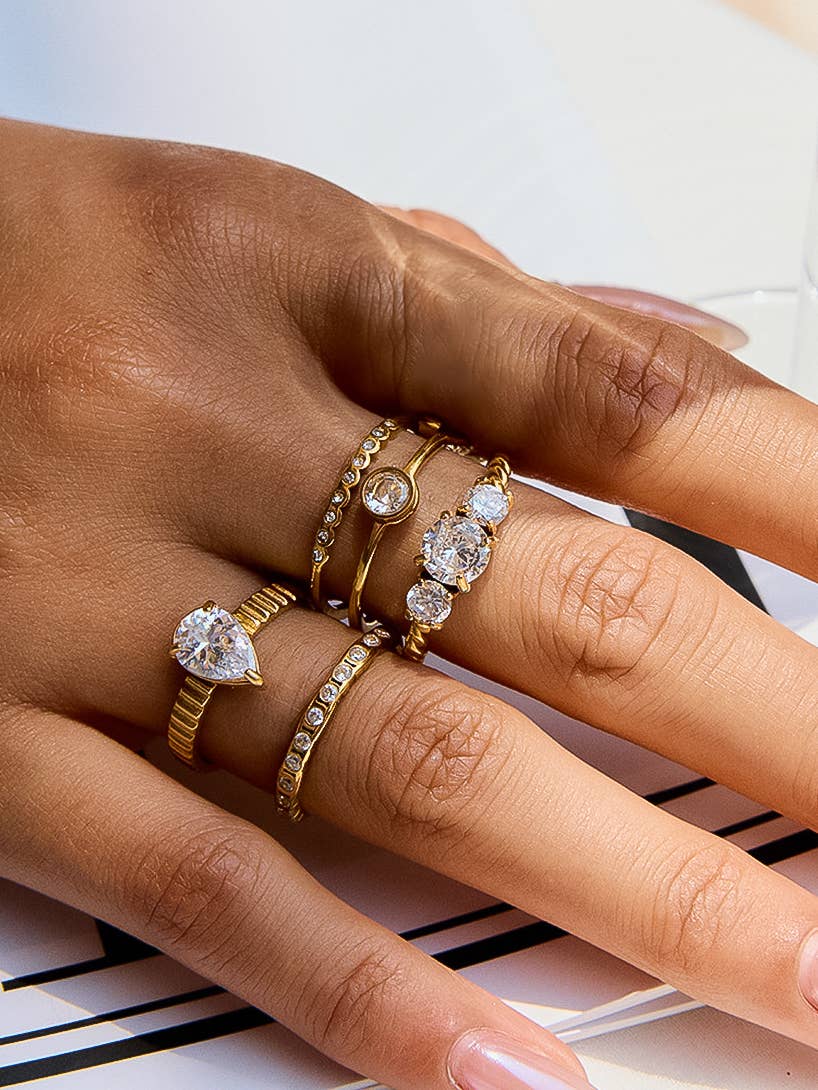 Moira 18K Gold Non-Tarnish CZ Statement Ring Flânerie by MAIQ