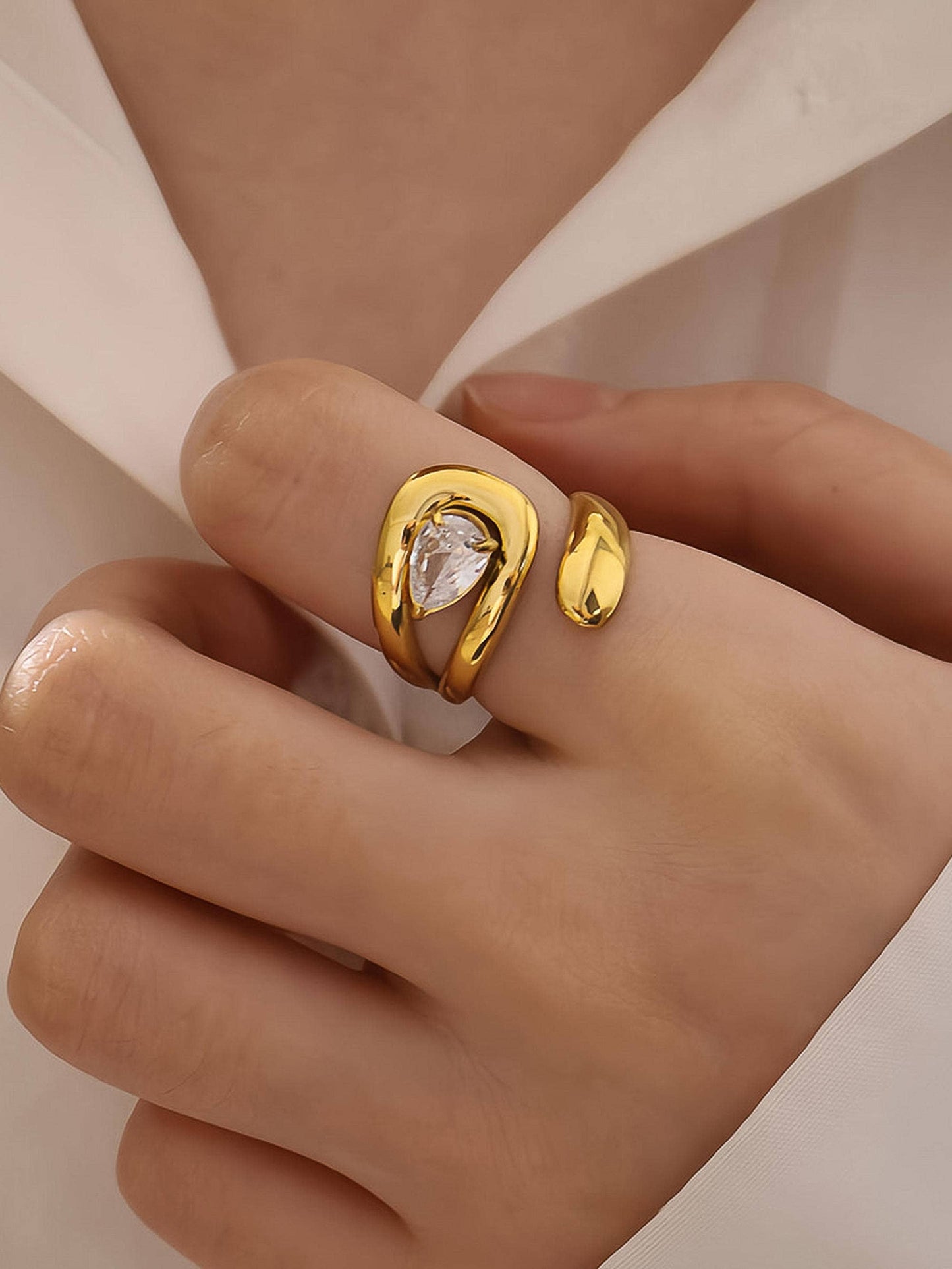 Ronnie 18K Gold Non-Tarnish Wrap CZ Ring Flânerie by MAIQ