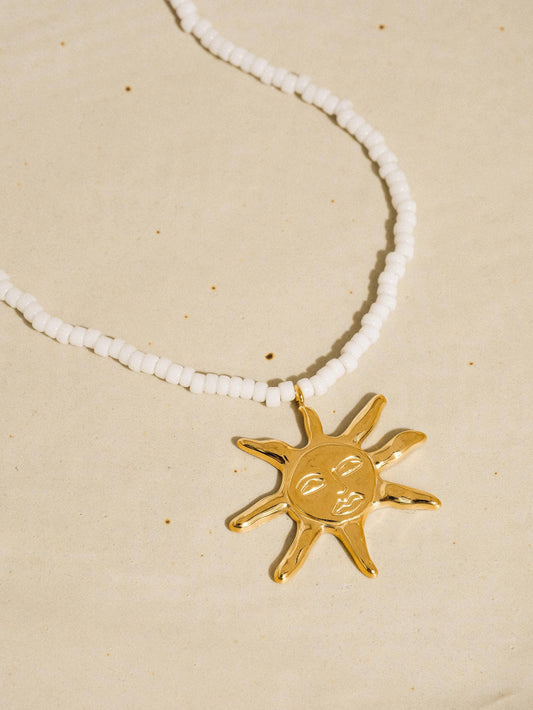 Iridessa 18K Gold Non-Tarnish Sun Beaded Necklace Flânerie by MAIQ